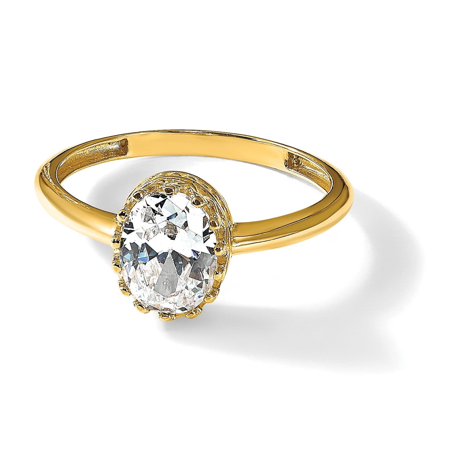 10K Gelbgold Tiara Kollektion Poliert Oval Zirkonia Ring (size 7 Nur)