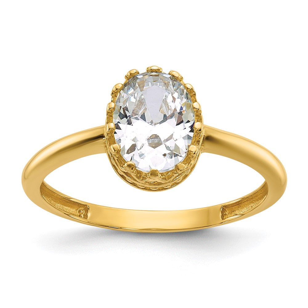 10K Gelbgold Tiara Kollektion Poliert Oval Zirkonia Ring (size 7 Nur)