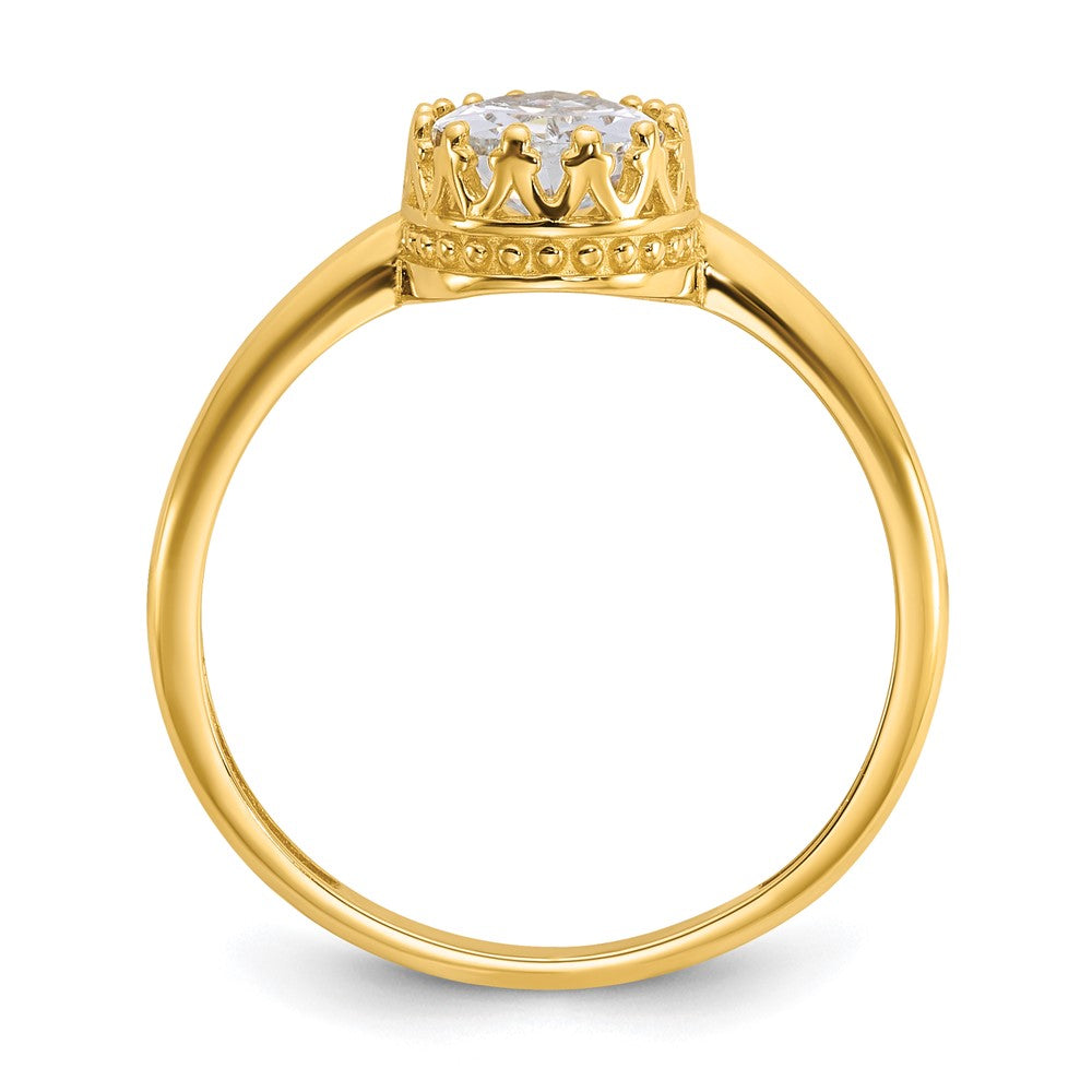 10K Gelbgold Tiara Kollektion Poliert Tropfen Zirkonia Ring (size 7 Nur)