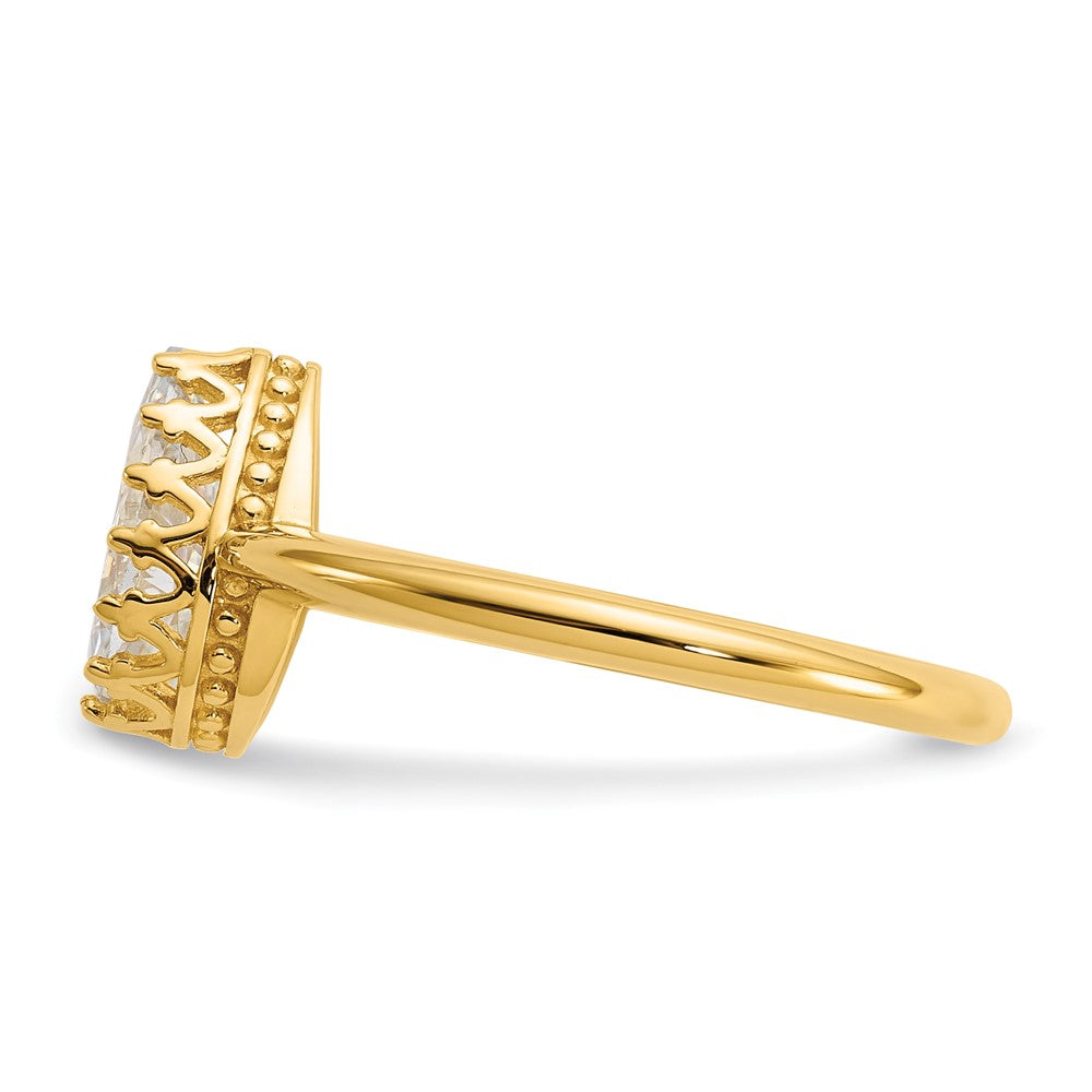 10K Gelbgold Tiara Kollektion Poliert Tropfen Zirkonia Ring (size 7 Nur)