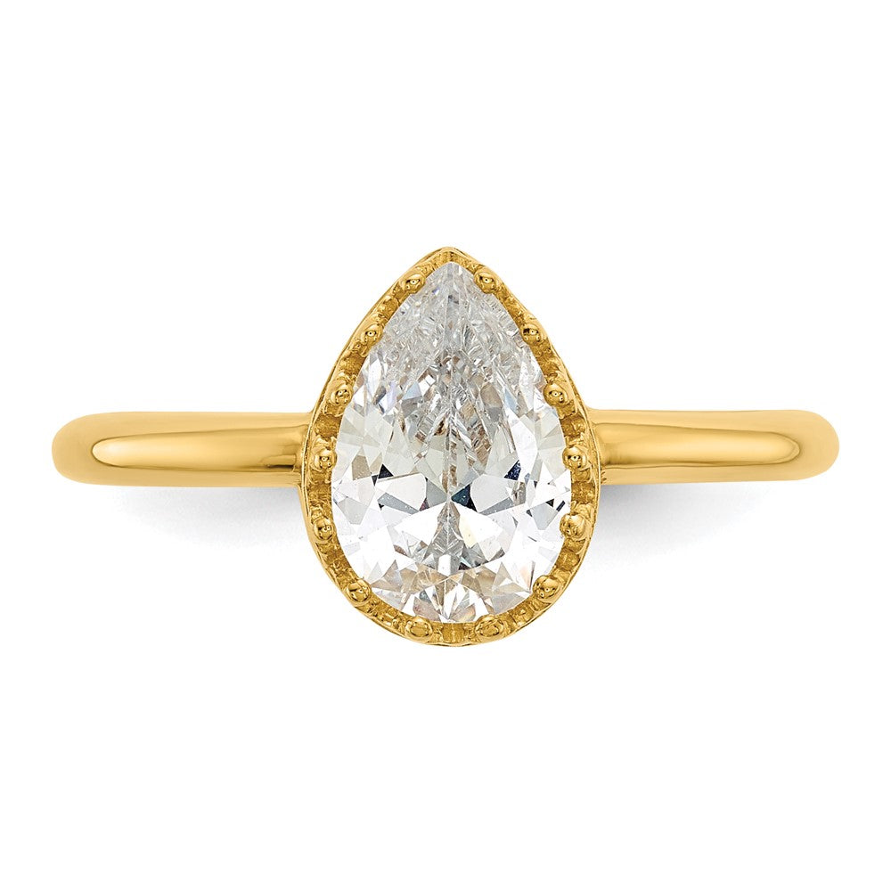 10K Gelbgold Tiara Kollektion Poliert Tropfen Zirkonia Ring (size 7 Nur)