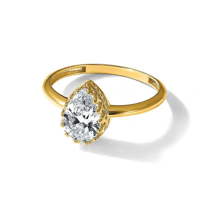 10K Gelbgold Tiara Kollektion Poliert Tropfen Zirkonia Ring (size 7 Nur)
