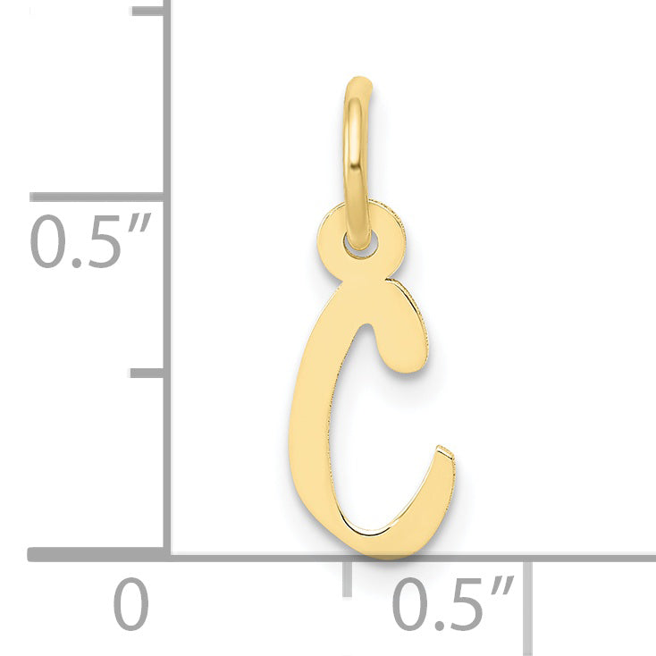 10K Gelbgold Klein Schräg Block Initiale C Charm