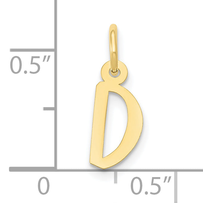 10K Gelbgold Klein Schräg Block Initiale D Charm