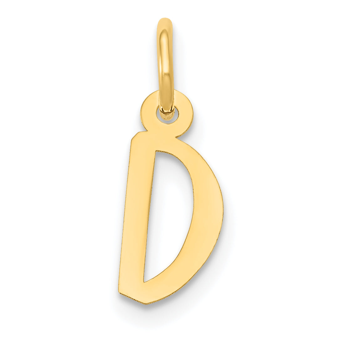 10K Gelbgold Klein Schräg Block Initiale D Charm