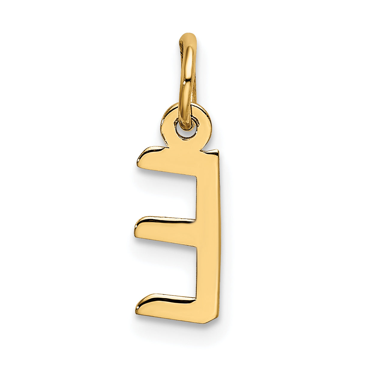 10K Gelbgold Klein Schräg Block Initiale E Charm