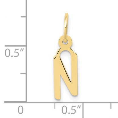 10K Gelbgold Klein Schräg Block Initiale N Charm
