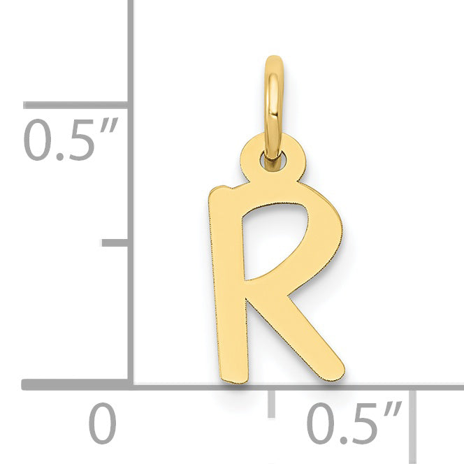 10K Gelbgold Klein Schräg Block Initiale R Charm