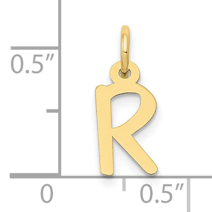 10K Gelbgold Klein Schräg Block Initiale R Charm