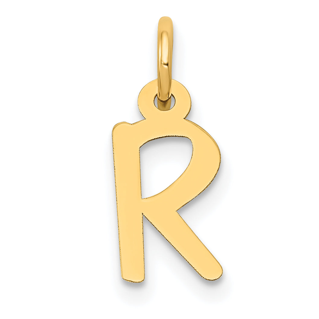 10K Gelbgold Klein Schräg Block Initiale R Charm