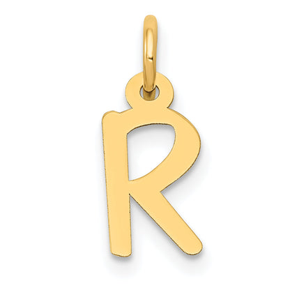10K Gelbgold Klein Schräg Block Initiale R Charm