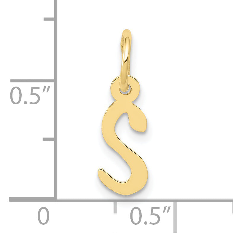 10K Gelbgold Klein Schräg Block Initiale S Charm