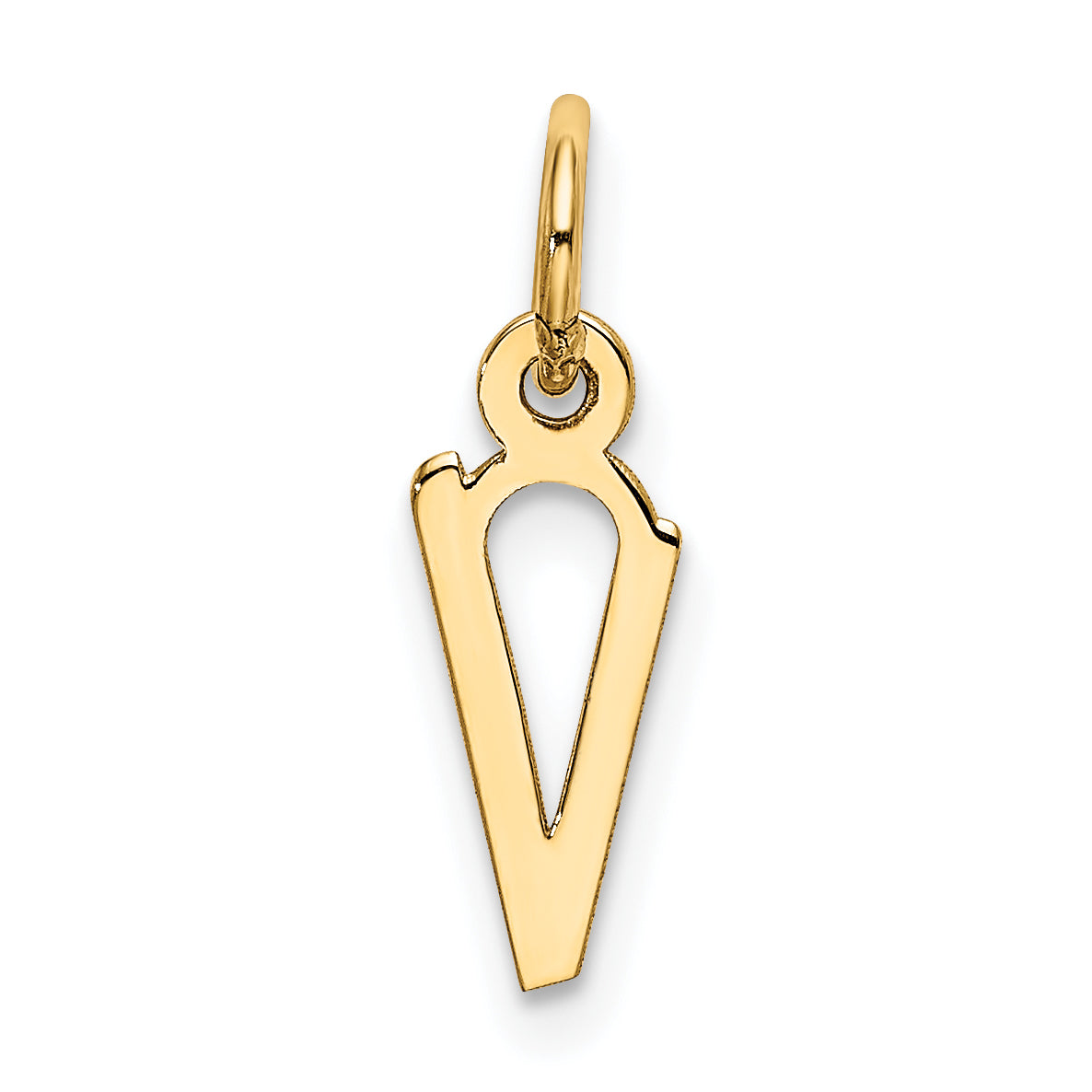 10K Gelbgold Klein Schräg Block Initiale V Charm
