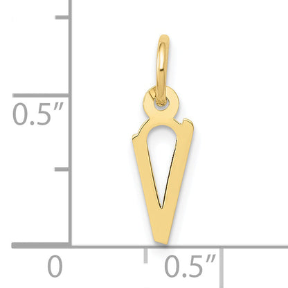 10K Gelbgold Klein Schräg Block Initiale V Charm