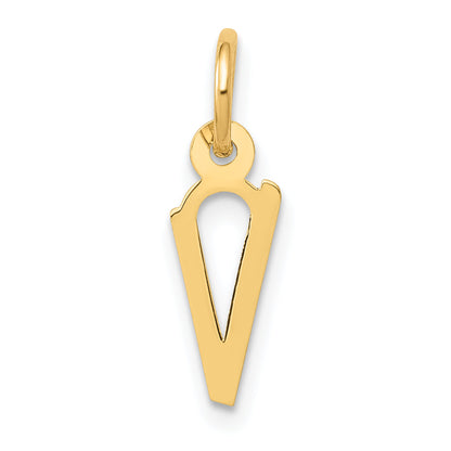 10K Gelbgold Klein Schräg Block Initiale V Charm