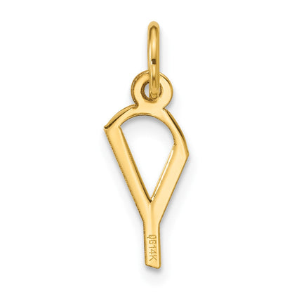 10K Gelbgold Klein Schräg Block Buchstabe Y Initiale Charm
