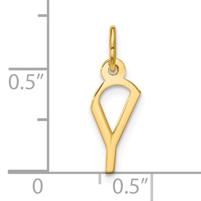 10K Gelbgold Klein Schräg Block Buchstabe Y Initiale Charm