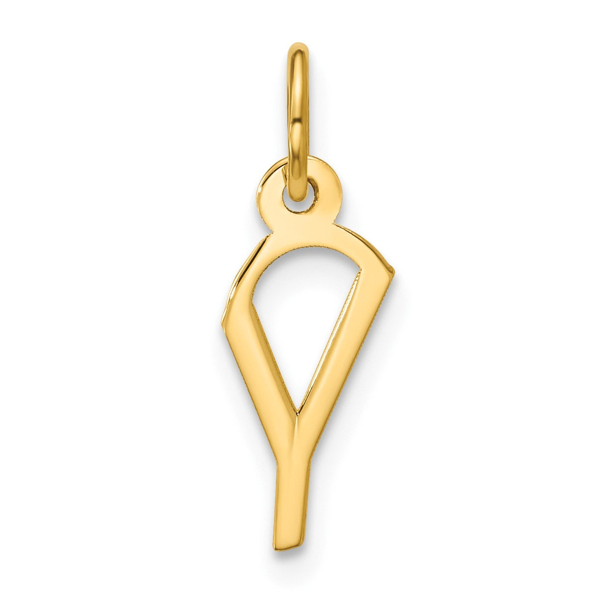 10K Gelbgold Klein Schräg Block Buchstabe Y Initiale Charm