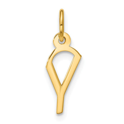 10K Gelbgold Klein Schräg Block Buchstabe Y Initiale Charm
