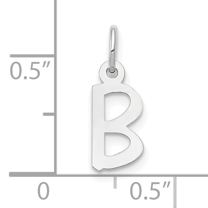 10K Weißgold Klein Schräg Block Initiale B Charm