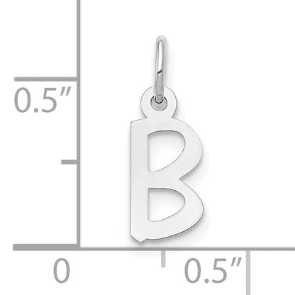 10K Weißgold Klein Schräg Block Initiale B Charm