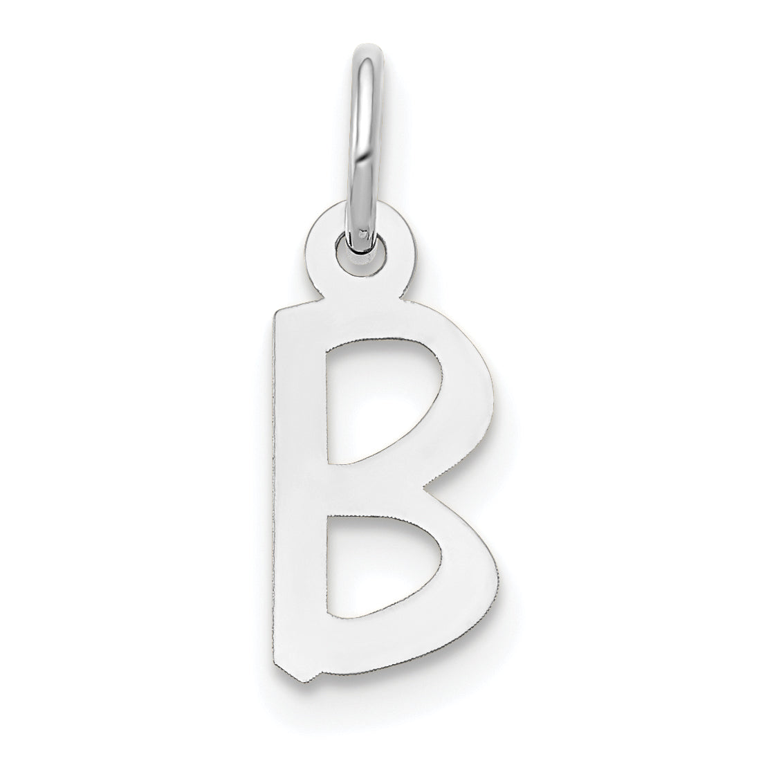 10K Weißgold Klein Schräg Block Initiale B Charm