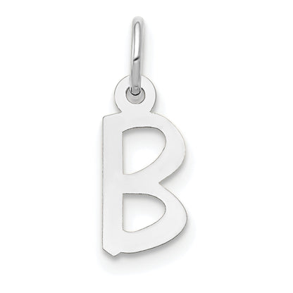 10K Weißgold Klein Schräg Block Initiale B Charm