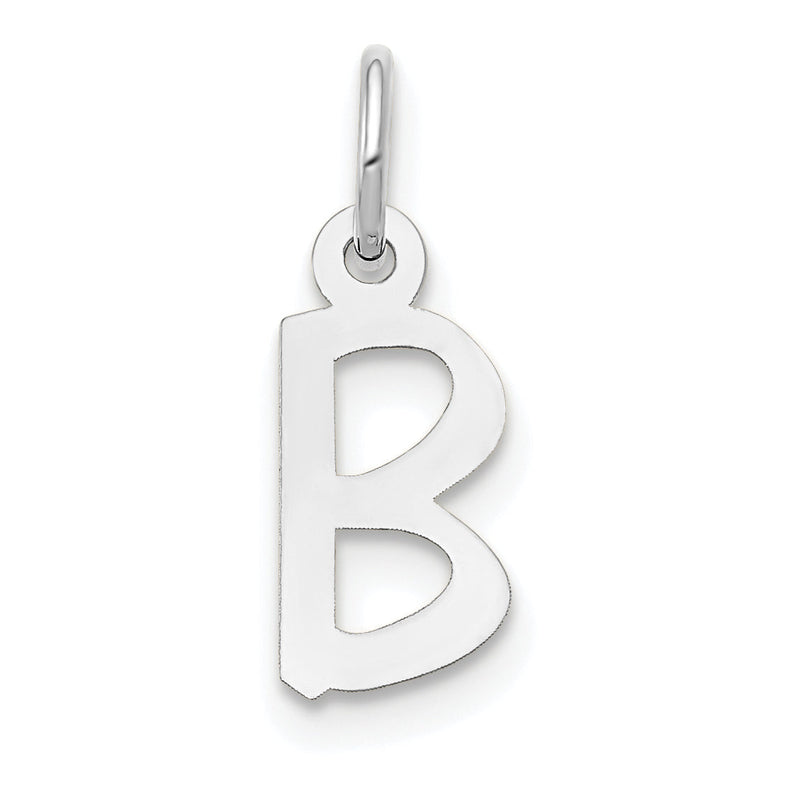 10K Weißgold Klein Schräg Block Initiale B Charm
