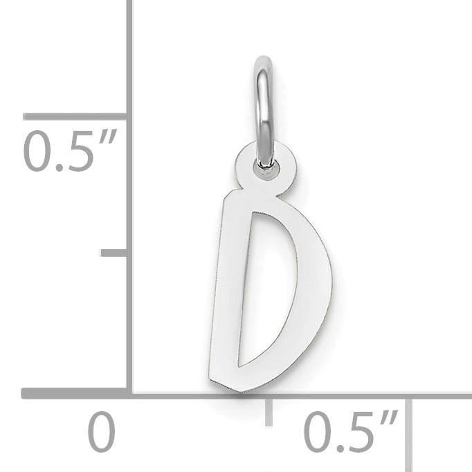 10K Weißgold Klein Schräg Block Initiale D Charm