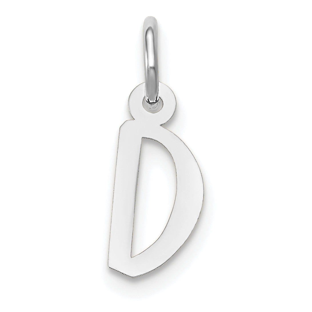 10K Weißgold Klein Schräg Block Initiale D Charm