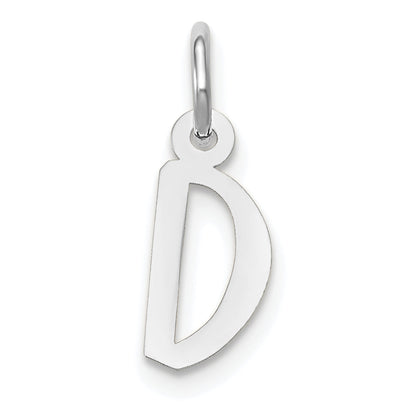 10K Weißgold Klein Schräg Block Initiale D Charm