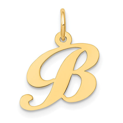 10K Gelbgold 10K Klein Fantasie Schreibschrift Initiale B Charm