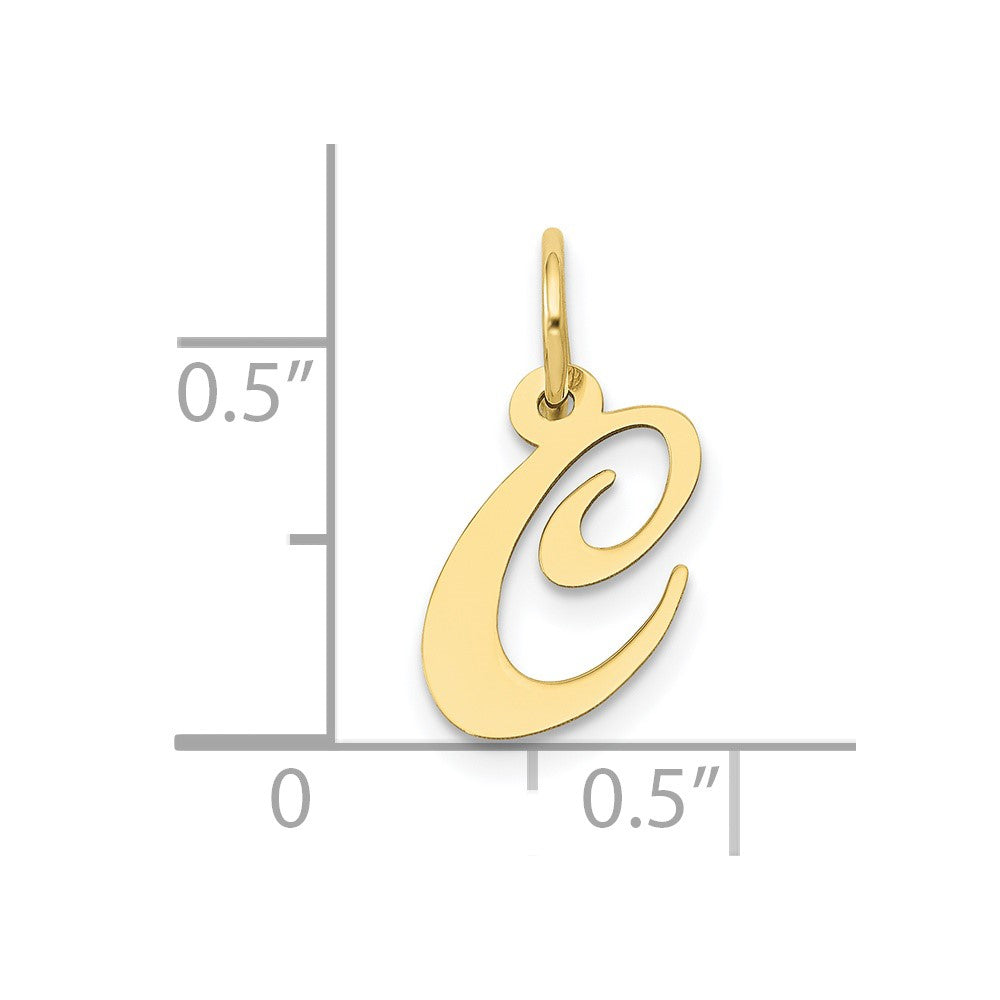 10K Gelbgold 10K Klein Fantasie Schreibschrift Initiale C Charm