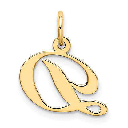 10K Gelbgold 10K Klein Fantasie Schreibschrift Initiale D Charm