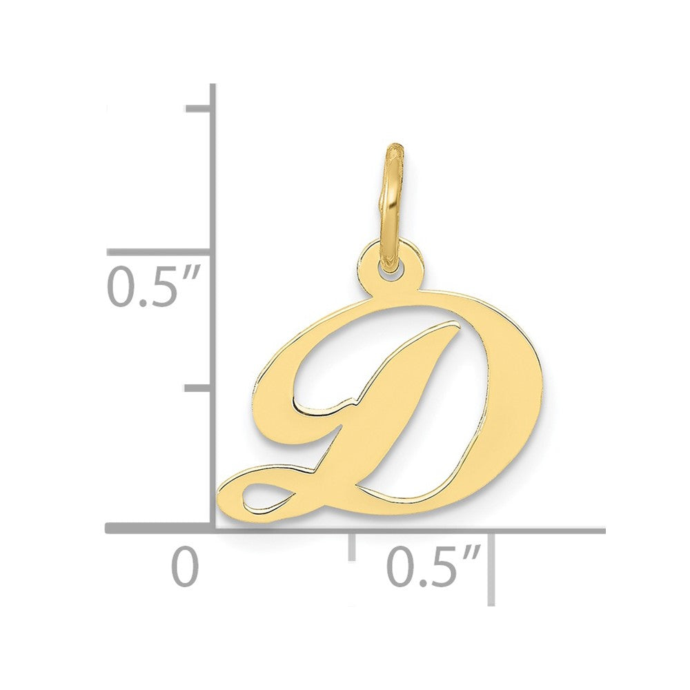 10K Gelbgold 10K Klein Fantasie Schreibschrift Initiale D Charm