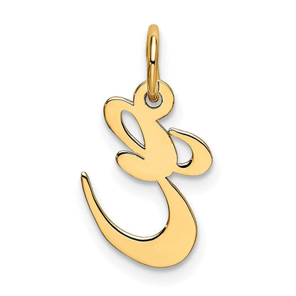 10K Gelbgold 10K Klein Fantasie Schreibschrift Initiale E Charm