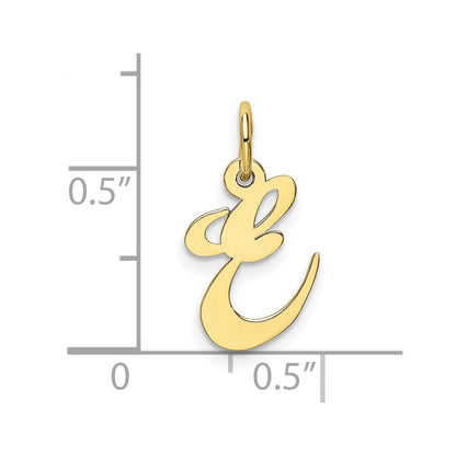 10K Gelbgold 10K Klein Fantasie Schreibschrift Initiale E Charm