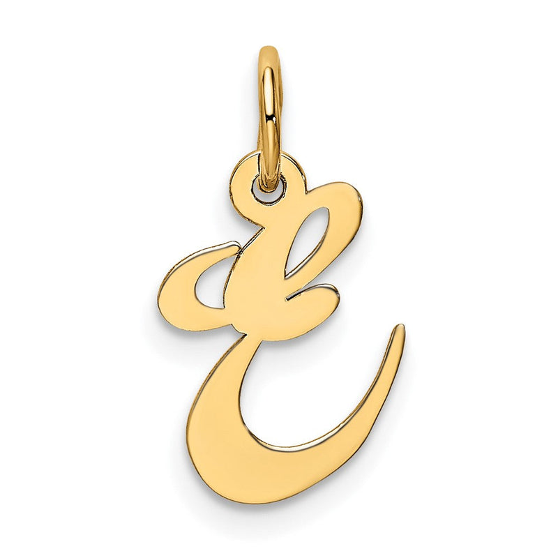 10K Gelbgold 10K Klein Fantasie Schreibschrift Initiale E Charm