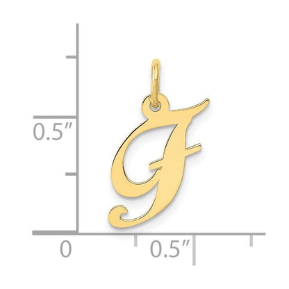 10K Gelbgold 10K Klein Fantasie Schreibschrift Initiale F Charm