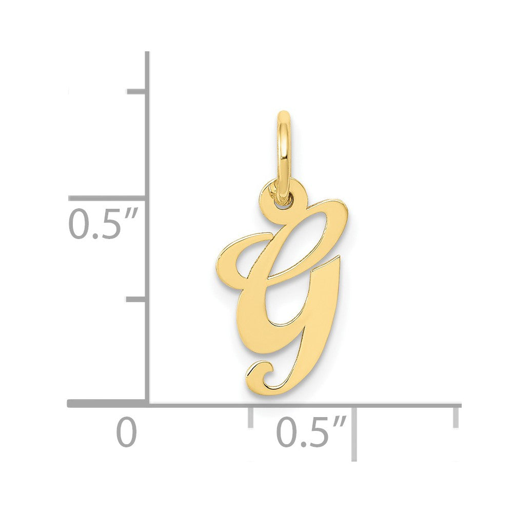 10K Gelbgold 10K Klein Fantasie Schreibschrift Initiale G Charm