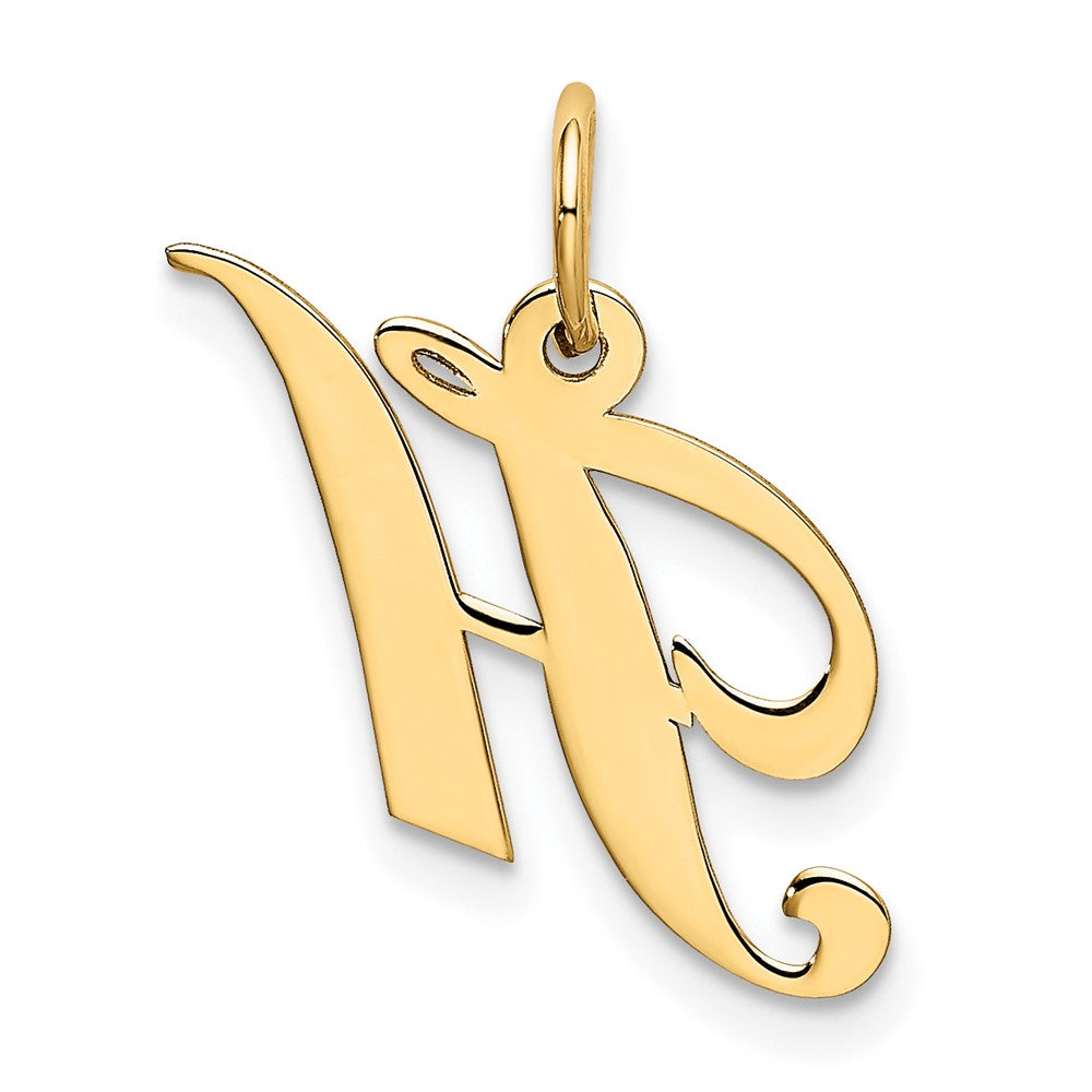 10K Gelbgold 10K Klein Fantasie Schreibschrift Initiale H Charm
