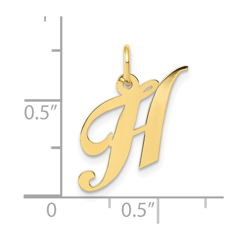 10K Gelbgold 10K Klein Fantasie Schreibschrift Initiale H Charm
