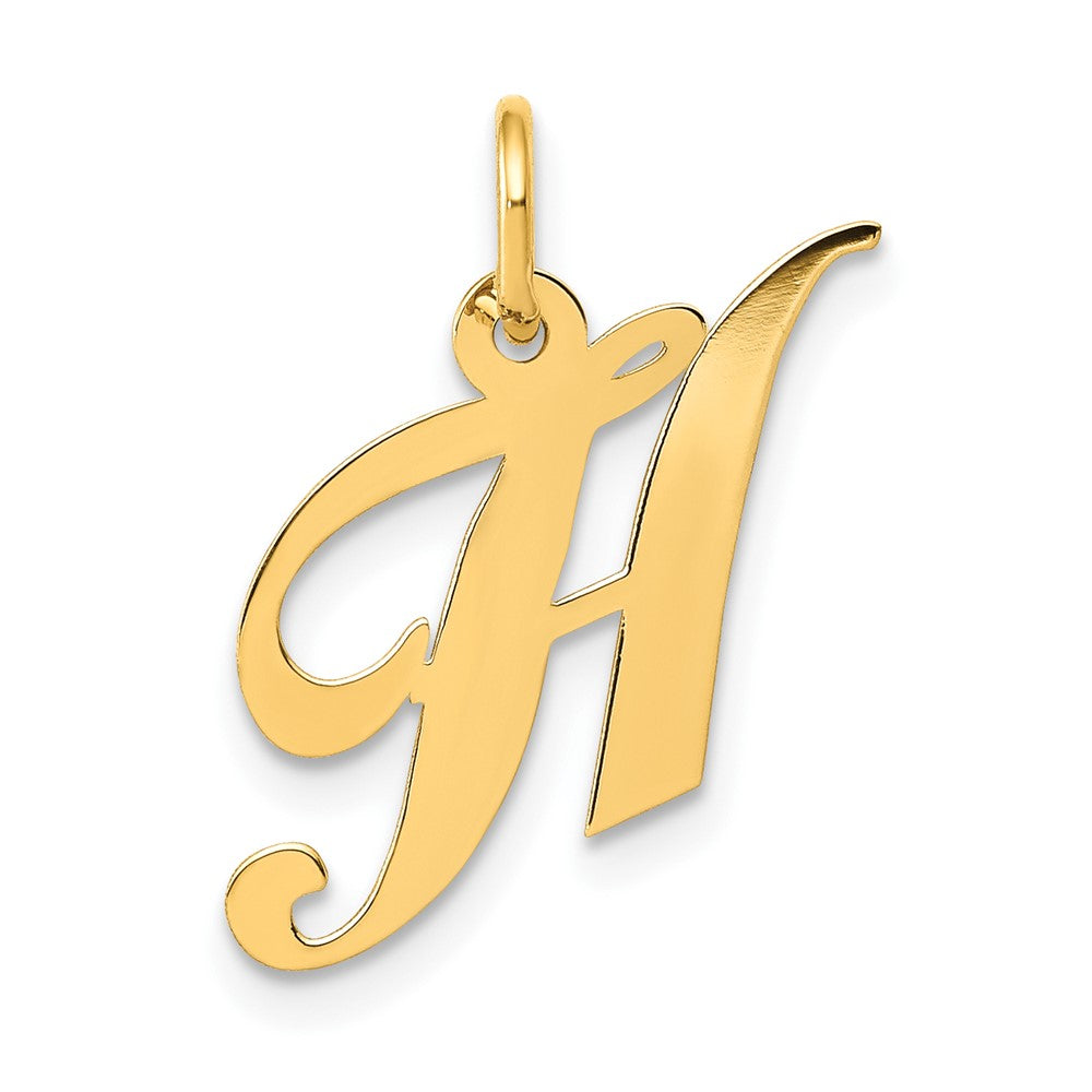 10K Gelbgold 10K Klein Fantasie Schreibschrift Initiale H Charm