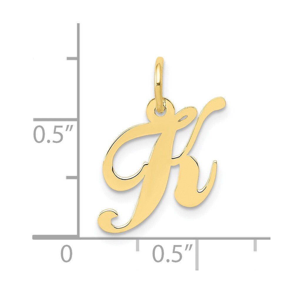 10K Gelbgold 10K Klein Fantasie Schreibschrift Initiale K Charm