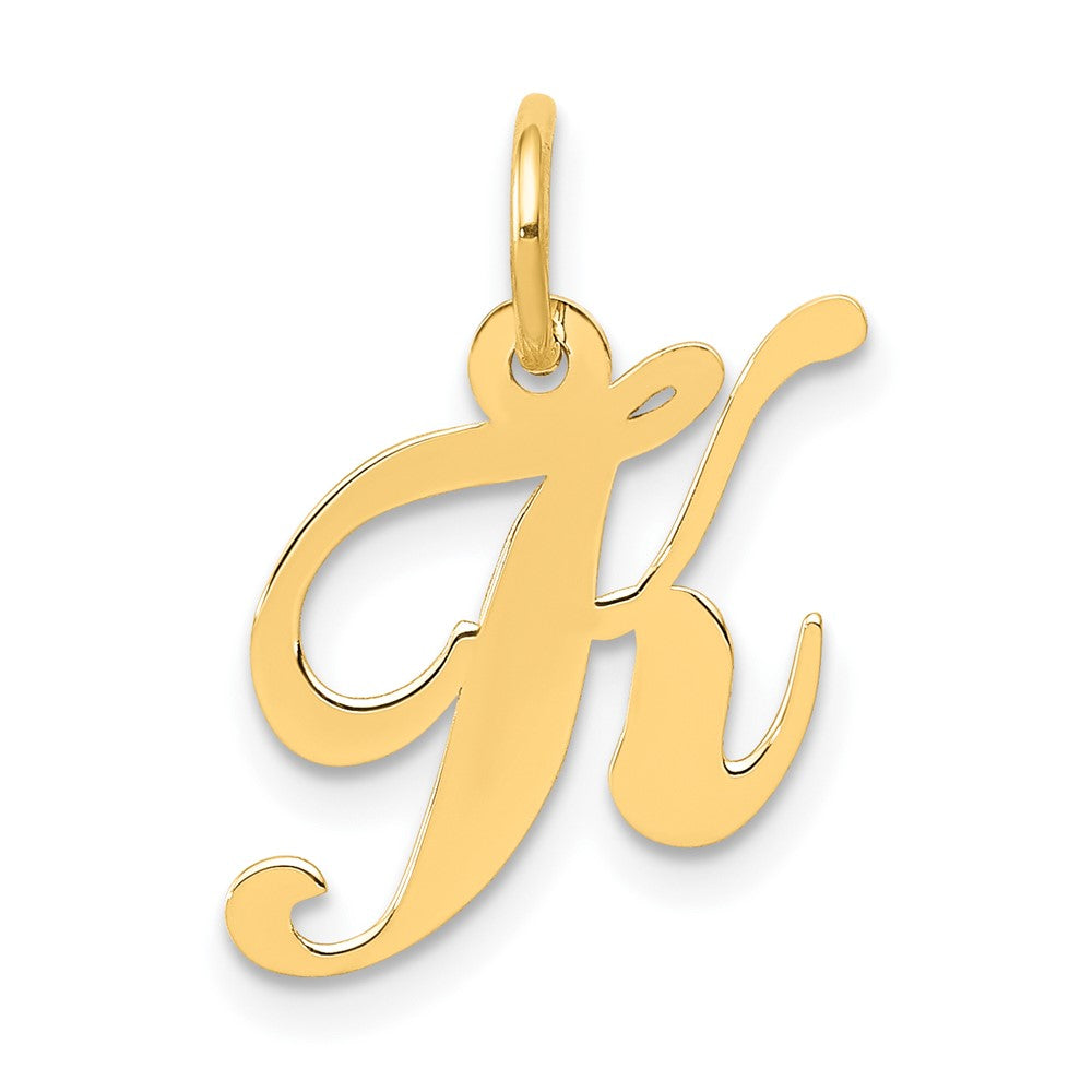 10K Gelbgold 10K Klein Fantasie Schreibschrift Initiale K Charm