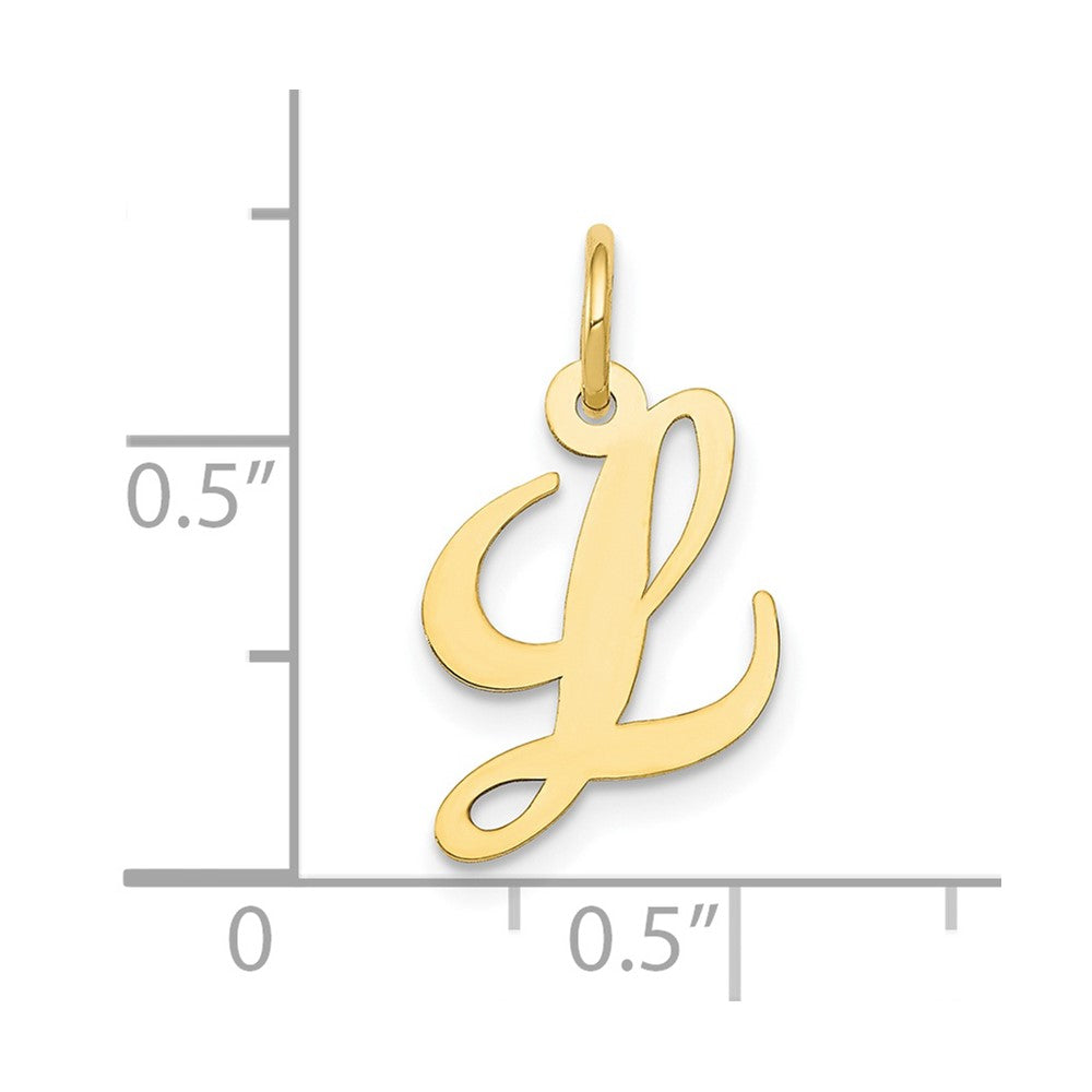 10K Gelbgold 10K Klein Fantasie Schreibschrift Initiale L Charm