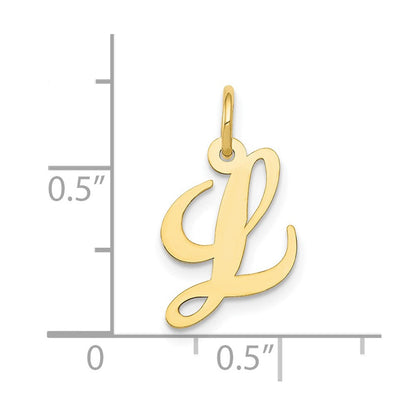 10K Gelbgold 10K Klein Fantasie Schreibschrift Initiale L Charm