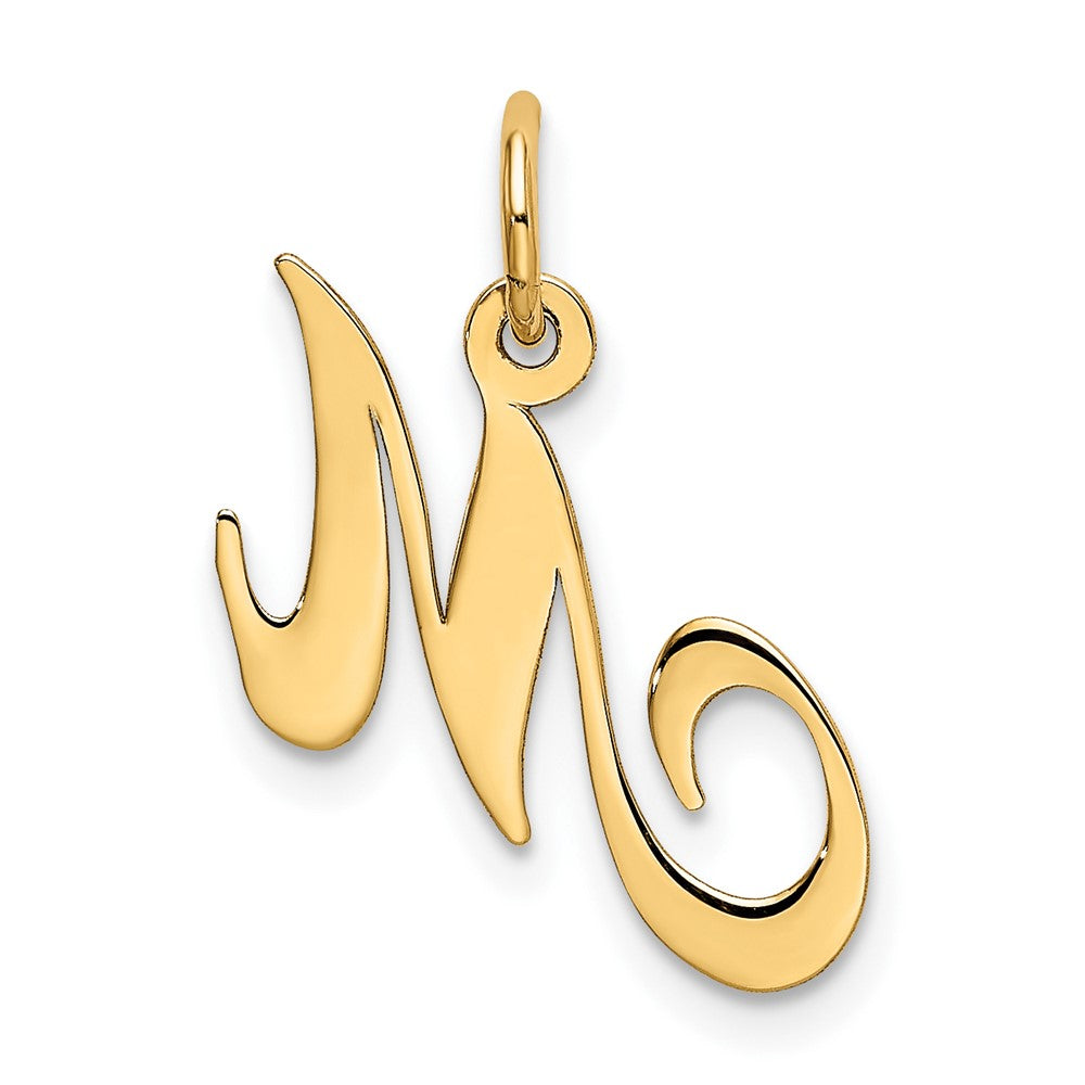 10K Gelbgold 10K Klein Fantasie Schreibschrift Initiale M Charm