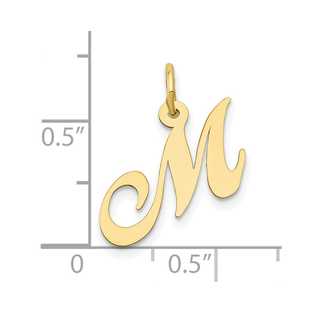 10K Gelbgold 10K Klein Fantasie Schreibschrift Initiale M Charm