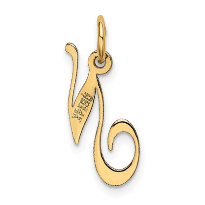 10K Gelbgold 10K Klein Fantasie Schreibschrift Initiale N Charm